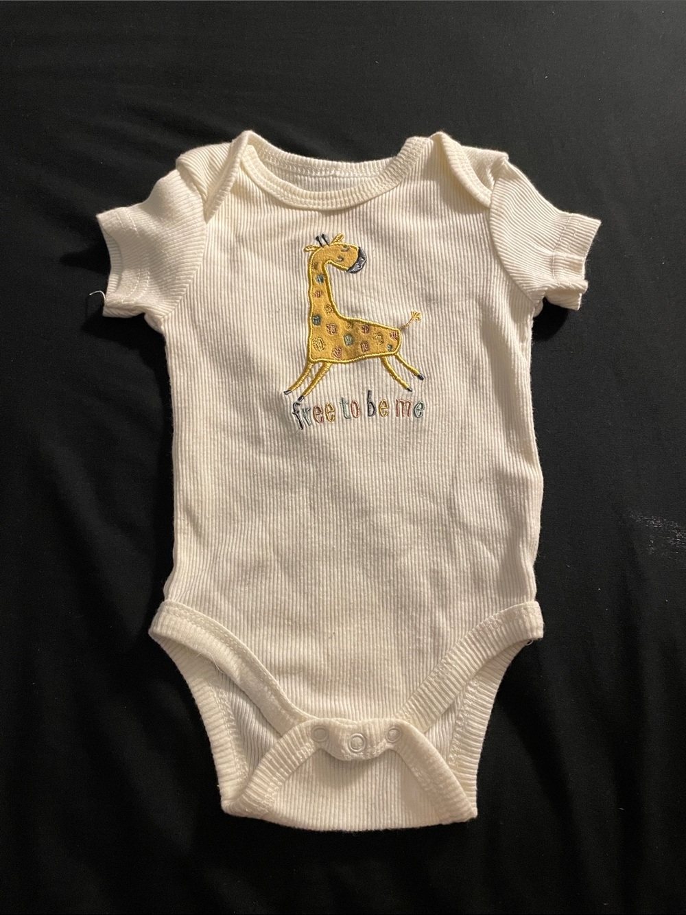 Baby Gear Cream Ribbed One-Piece with Yellow Giraffe Graphic